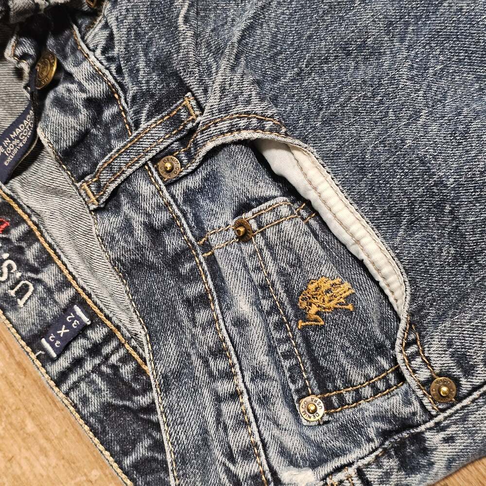 U.S. Polo Assn. Straight Leg Jeans Men's 32×32 Medium Acid Wash Embroidered Logo